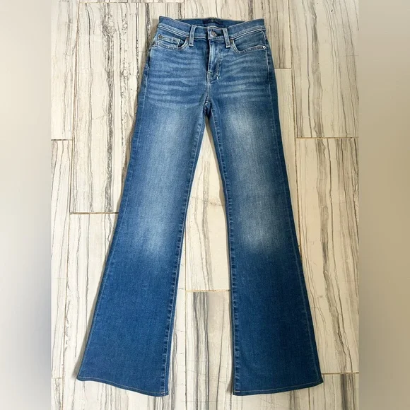 7 For All Mankind Dojo Tailorless Bootcut Flare Jean w/ Embroidered Back Pockets - Picture 3 of 16